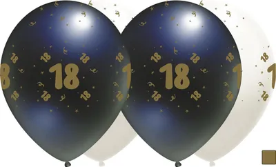Produktbild von Schwarze Geburtstagsballons, "18", 30cm, 10 Stück.