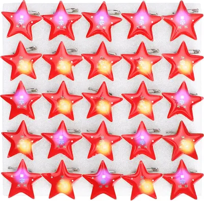 Imagen del producto de 25 broches LED con forma de estrella de cinco puntas, alfileres navideños para niños, regalos, detalles para fiestas