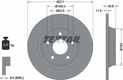Produktbild von 2x TEXTAR Bremsscheibe 92303503 für FORD Focus Mk4 Turnier (HP) 40 6mm 4kg 271mm