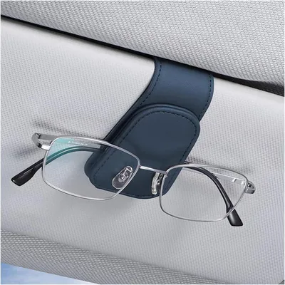 Produktbild von Brillenhalter für Auto Sonnenblende, Magnetischer Leder Brillenclip, Ticket Karten Clip, Blau