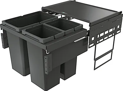 Image de NABER COX® BASE 460 S/600-3 Trieuse de déchets en ANTHRACITE avec 53 (1 x 28/2 x 12,5) litres de volume / à partir de 60 cm