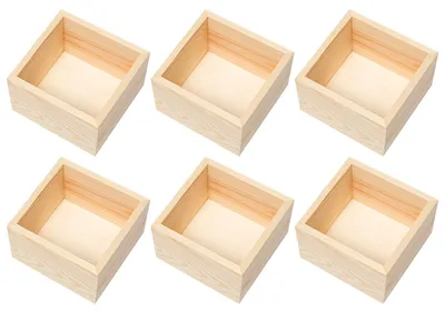 Holzkisten ohne Deckel, 6 Stück, 10x10x6 cm, quadratisch