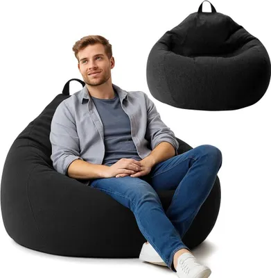 Obrázok produktu pre AD.CON Beanbag s výplňou z EPS guličiek Puff Relax kreslo Sedací vankúš Podlahový vankúš Bean bag 120x120x60 Black 350L