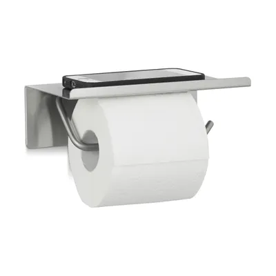 Produktbild von relaxdays Toilettenpapierhalter mit Ablage silber