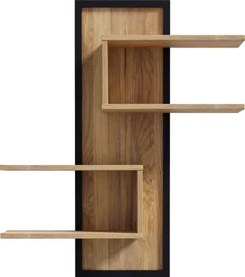 Produktbild von Wandregal >JYTANA< 4 Böden, Mauvella Eiche Nachbildung / Schwarz - 102,6x122,5x21,9cm (BxHxT)