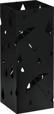 Produktbild von Schirmständer Stahl – Regenschirmständer mit 4 Haken & Tropfschale, Schwarz