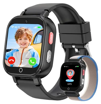 Produktbild von 4G Kinder Smartwatch mit GPS Tracker für Jungen und Mädchen Schwarz
