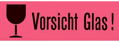 Produktbild von Versandzettel Vorsicht Glas leuchtrot 39x118 mm 1000 St.