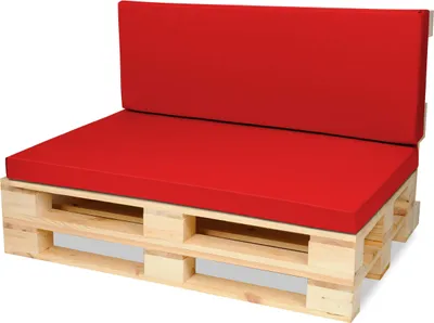 Produktbild von Palettenkissen Palettenauflagen Sitzkissen - 120x80 cm und Rückenlehne 120x40 cm - Outdoor und Indoor - rot