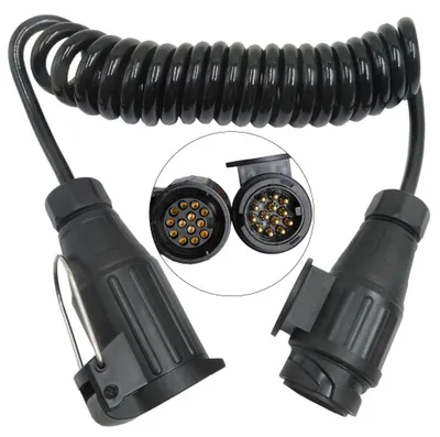 Image de Câble d'extension pour remorque, 13 pôles, 12V, câble spiralé de 3 mètres, pour véhicules