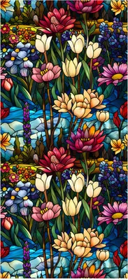 Produktbild von Statische Fensterfolie aus Buntglas, Vintage-Blumen, Sichtschutz, Sonnenschutz, Glashaftung, wasserdichte PVC-Fensterabdeckfolie