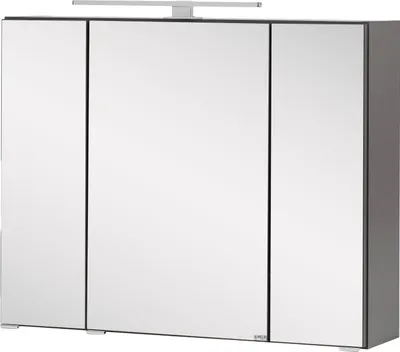 Produktbild von Spiegelschrank Kornel/Luna 80cm 3 Türen und LED-Beleuchtung - graphitgrau