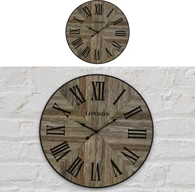 Produktbild von Wanduhr XL Ø60cm natur Vintage Shabby Chic Küchenuhr Uhr Wohnzimmeruhr batteriebetrieben