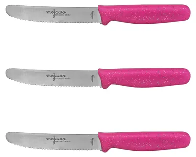 3er Mojawo Frühstücksmesser Tafelmesser Brötchenmesser Solingen Pink