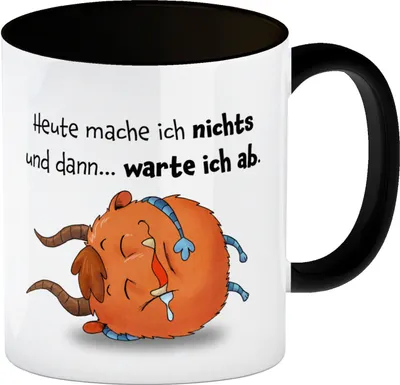 Produktbild von Freches Monster in orange Kaffeebecher in schwarz mit lustigem Spruch
