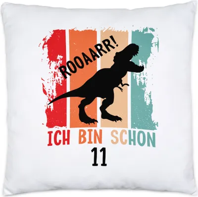 Produktbild von Roooaarr Ich Bin 11 Kissen Inkl Füllung Dinosaurier Dino T-Rex Geburtstagskind Geschenkidee