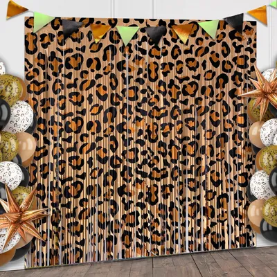 Productafbeelding van Luipaardfeestgordijn - 2 stuks paillettengordi­jnen - 200 x 100 cm metalen franjegordijn - Metalen klatergoudgordijn voor verjaardagsfeest