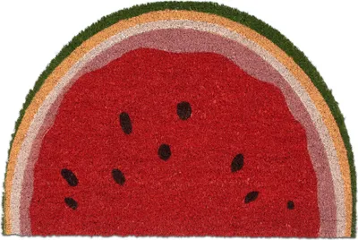 Produktbild von Relaxdays Fußmatte Kokos, halbrund, Wassermelone, H x B: 60 x 40 cm, Abtreter innen & außen, rutschfeste Türmatte, bunt
