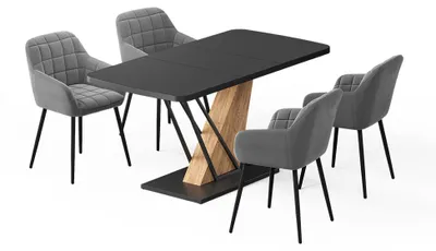 Imagen del producto de Set de mesa de comedor Vicco Fenaro /Roble dorado 120 x 80 cm con 4 sillas de comedor, Model 62760