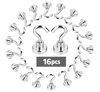 Produktbild von 16Stück Magnethaken Starker Neodym Hacken Magnet Haftkraft 8KG Aufhängen 16mm