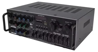 Zdjęcie produktu dla Wzmacniacz stereo Hi-Fi, moc znamionowa 800W, Bluetooth 5.0, mikser z korektorem 5-pasmowym, 4 wejścia mikrofonowe, sterowanie za pomocą pilota