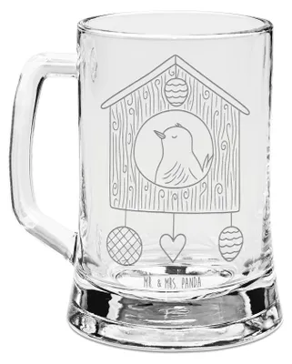 Produktbild von Mr. & Mrs. Panda Krug Vogel Haus - Transparent - Geschenk, Familie, Vögel, Humpen, Zuhause, Gravur Bierkrug, Glaskrug, Mit, Castle, Wohnung, Lustige Sprüche, Seidel