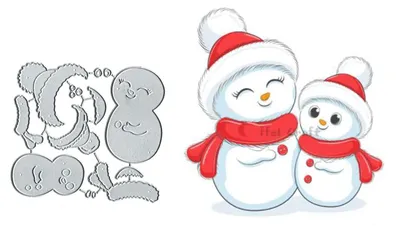 2er Set Weihnachts-Schneemann Stanzformen, Metall, DIY Scrapbooking