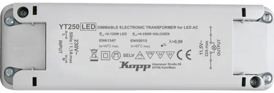 Produktbild von Kopp 202525095, Elektronischer Beleuchtungstransformator, Weiß, 250 W, 230 V, 11.5 V, 50 Hz