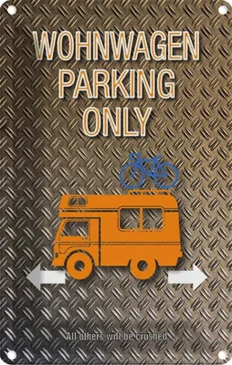 Produktbild von vianmo Blechschild 30x20 cm Wohnwagen parking only Parkplatzschild