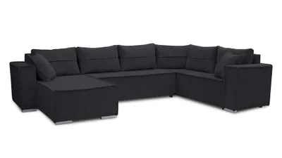 Produktbild von AX LIVING Ecksofas groß Lovere 314 cm – Sofa schwarz mit Schlaffunktion & Struktur