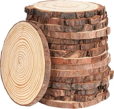 Produktbild von Holzrunden für Kopfstecker - Rustikale Holzstücke für Weihnachtsdekoration und Herbstdekoration - 16 Stk. Unbearbeitetes Holz - 125-14 x 1 cm Holzrunde