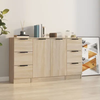 Produktbild von vidaXL Sideboards 3 Stk. Sonoma-Eiche Holzwerkstoff
