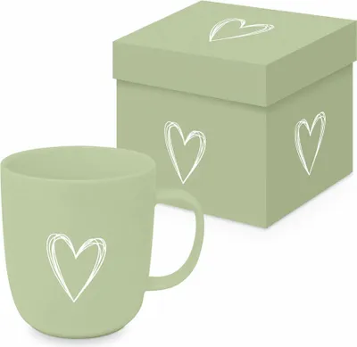 Produktbild von PPD Pure Heart green Matte Mug, in Geschenkbox, Tasse, Teetasse, Kaffee Becher, 400 ml, 604491