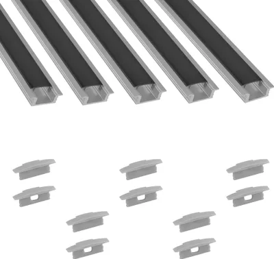 Produktbild von 5x A25 LED Profil 2m - Silber inkl. Abdeckung schwarz & Endkappen