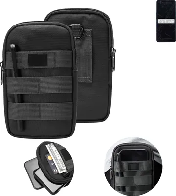 Produktbild von K-S-Trade Holster Gürtel Tasche kompatibel mit Oppo Reno4 Handy Tasche Schutz Hülle dunkel-grau viele Fächer, 1x