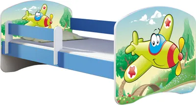 Obrázek produktu pro ACMA postel pro mladé Dětská postel junior kompletní sada s roštem a ochranou proti vypadnutí matrace Modrá 29 letadlo 140x70