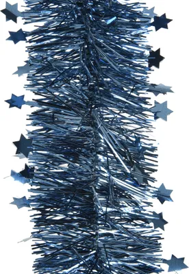 Produktbild von Weihnachtsgirlande Lametta mit Sternen 9cm x 2,7m - Nachtblau