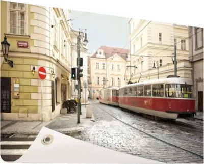 Produktbild von Gartenposter - 60x40 cm - Straßenbahn in Prag  - Modernes Wandbilder - Europäische Städte