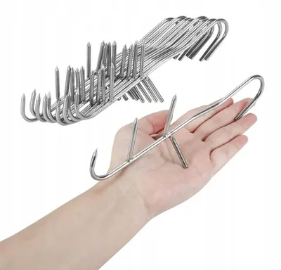 Produktbild von Dreifache Edelstahl Räucherhaken für Fisch 18 cm 10 Stück