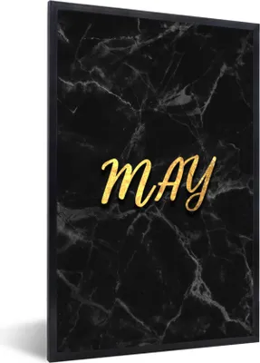Produktbild von MuchoWow® Gerahmtes Poster Zitat - Kalender - Mai - Gold 40x60 cm - Poster mit Schwarzem Bilderrahmen Wandposter Rahmen Foto Bilder - Papierdruck - Wandbilder