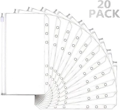 Produktbild von Bügelordner aus PVC mit Ratschenschloß für Budgetplaner, 20 Stück, A6-Größe, Geldtasche und Tagebuchnotizen