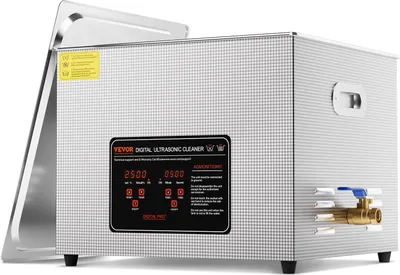 Immagine prodotto di 15L Pulitore a ultrasuoni con timer di riscaldamento e cestello Macchina digitale a ultrasuoni