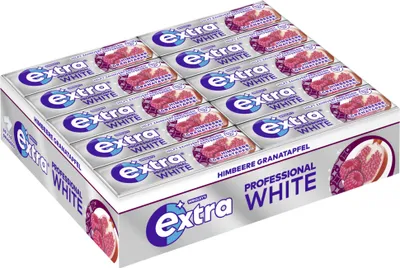 Immagine prodotto di Extra® 452070 Extra® PROFESSIONAL WHITE HIMBEERE GRANATAPFEL Kaugummis 30 Pack à 10 Stück