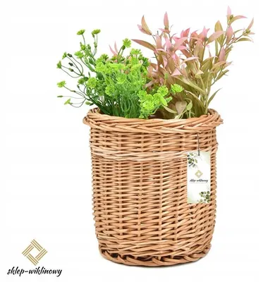 Produktbild von Sklep Wiklinowy Geflochtener Weidenkorb Pflanztopf Rund 18 cm
