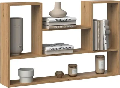 Image de BDW, étagère murale, étagère suspendue Bilbao, 100×16×60, étagère murale moderne pour la décoration, chêne Artisan