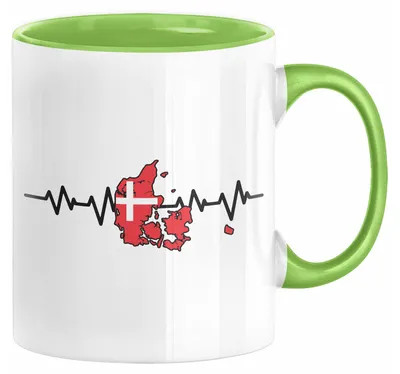 Produktbild von Dänische Flagge Geschenk Tasse Herzschlag Dänemark Urlau Geschenkidee (Grün)
