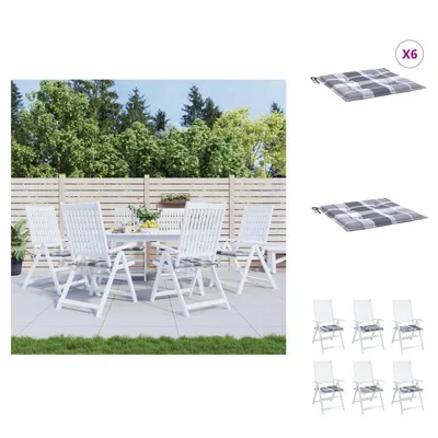 Obrázek produktu pro vidaXL Polstry na zahradní židle 6 ks. Šedý kostkovaný vzor 40x40x3 cm - polštářek na sezení