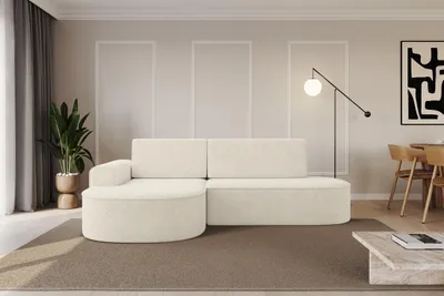 Produktbild von ALTDECOR Ecksofa mit Schlaffunktion und Bettkasten - MARI-L1-S - 283x167x85 - Creme Corner Sofa Eckcouch Couch L-Form, links/rechts angeordnet, Schlafcouch Ausziehbar Wohnlandschaft