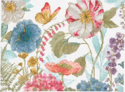 Produktbild von DMC Kreuzstich Set "Regenbogensamen Blumen I", Zählmuster, 29x20cm