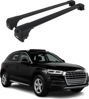 Image de Barres de toit transversales pour Audi Q5 FY 2017-2024 Aluminium Noir ABE 2x